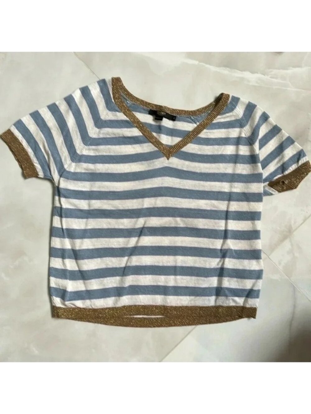 Blue and White Stripe Top